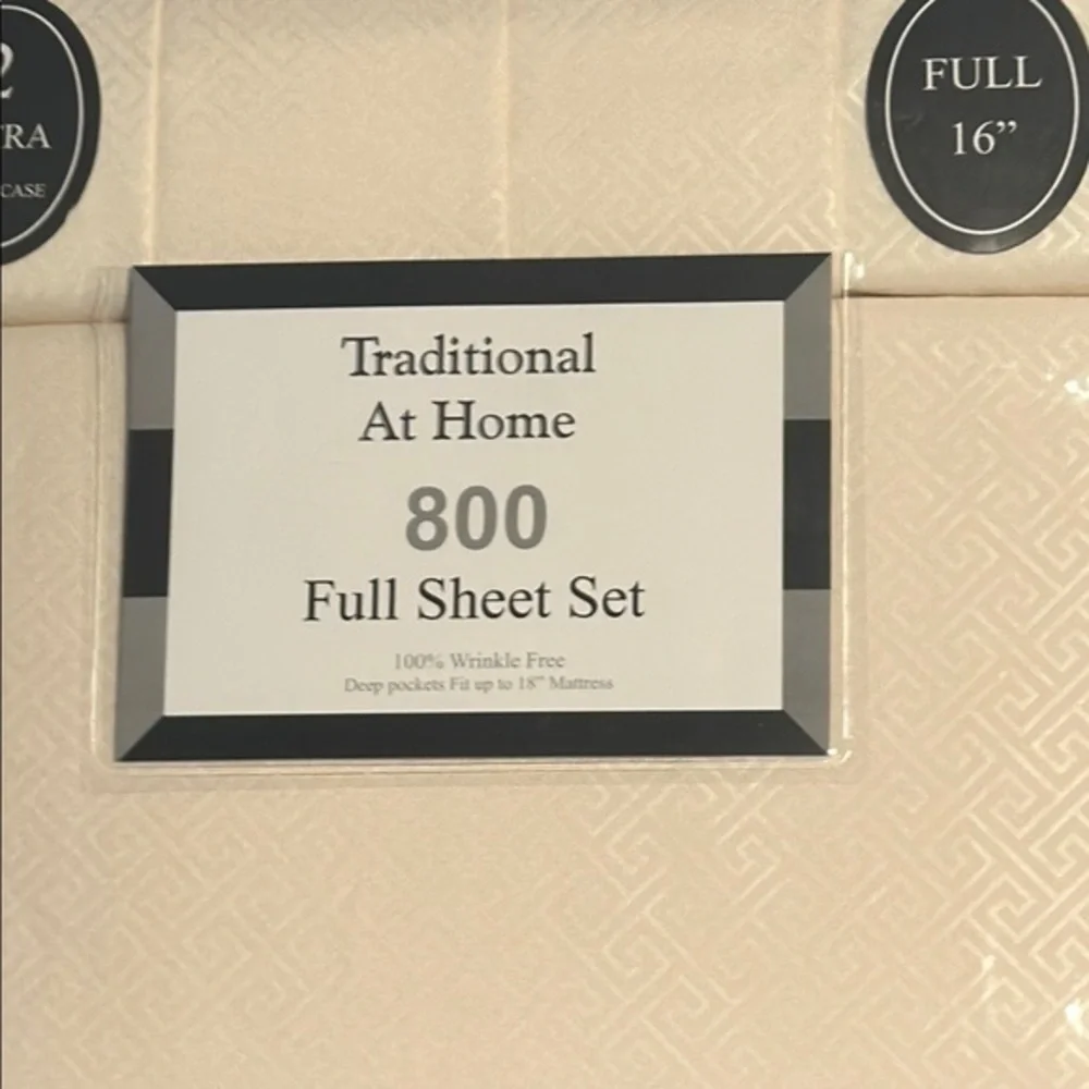 Traditional At Home Full 6pc Sheet Set Creamy Cream Embossed Maze Print